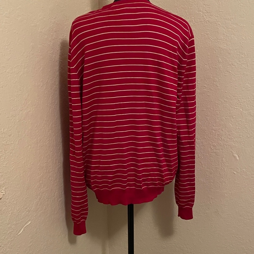 Ralph Lauren Women’s Plus Red Striped Silk Blend Long Sleeve Cardigan Plus 1X - Picture 7 of 10